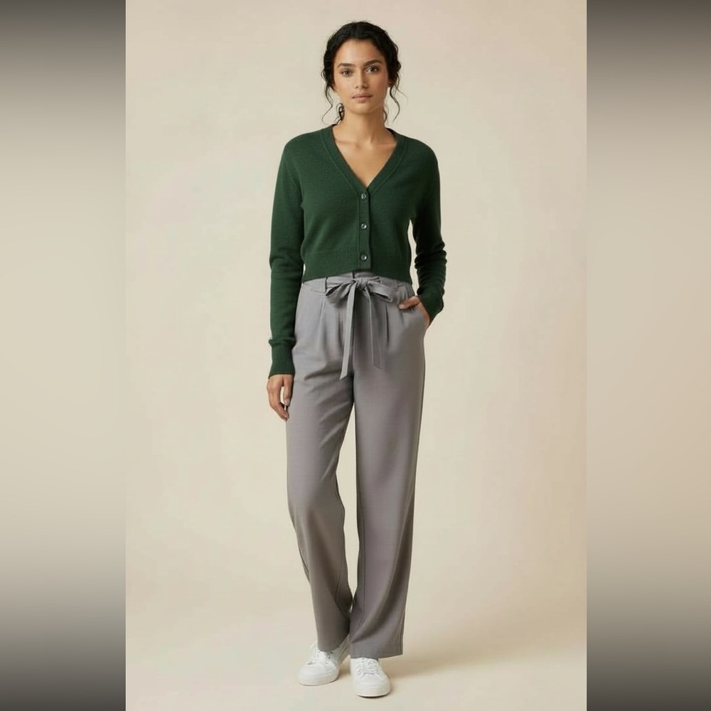 NWT Max Jeans Women’s Gray Trouser Soft Pant Tencel Fabric Tie Front Size 6/28